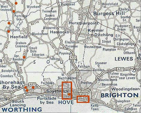 Map of a bit of Sussex